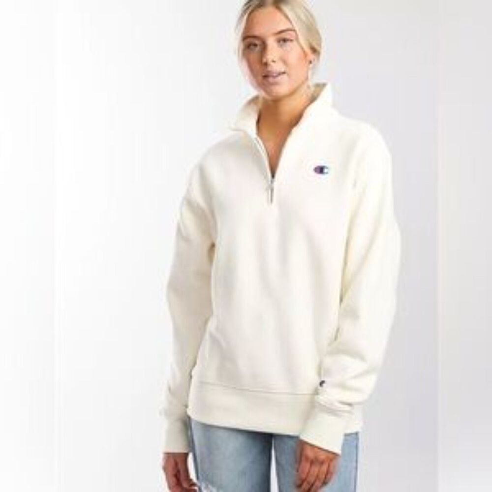 Champion White Long Sleeve Logo Print Sweatshirt M NEW